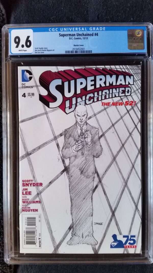 Superman Unchained (2013 DC) #4 Lee Sketch Variant CGC 9.6 1:300