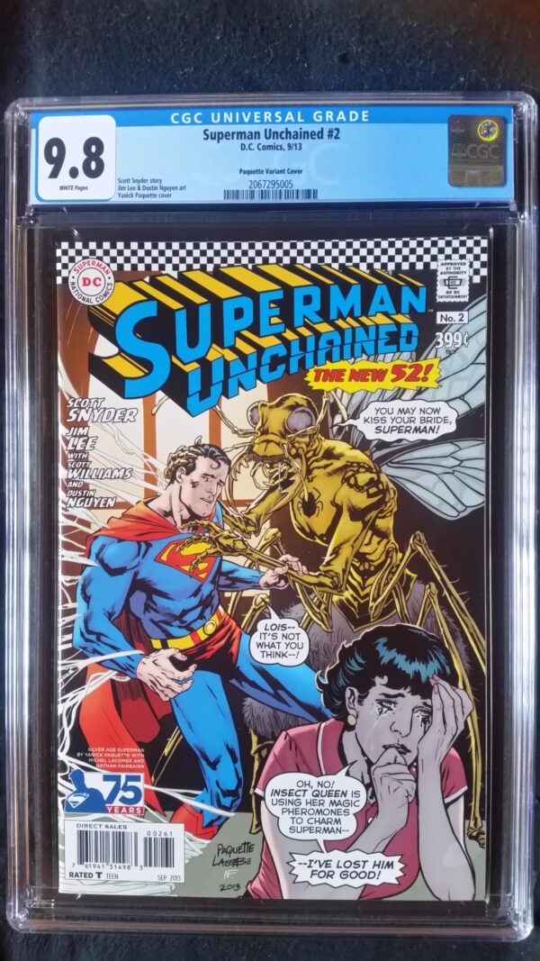 Superman Unchained (2013 DC) #2 Paqueth Silver Age Variant CGC 9.8 1:50