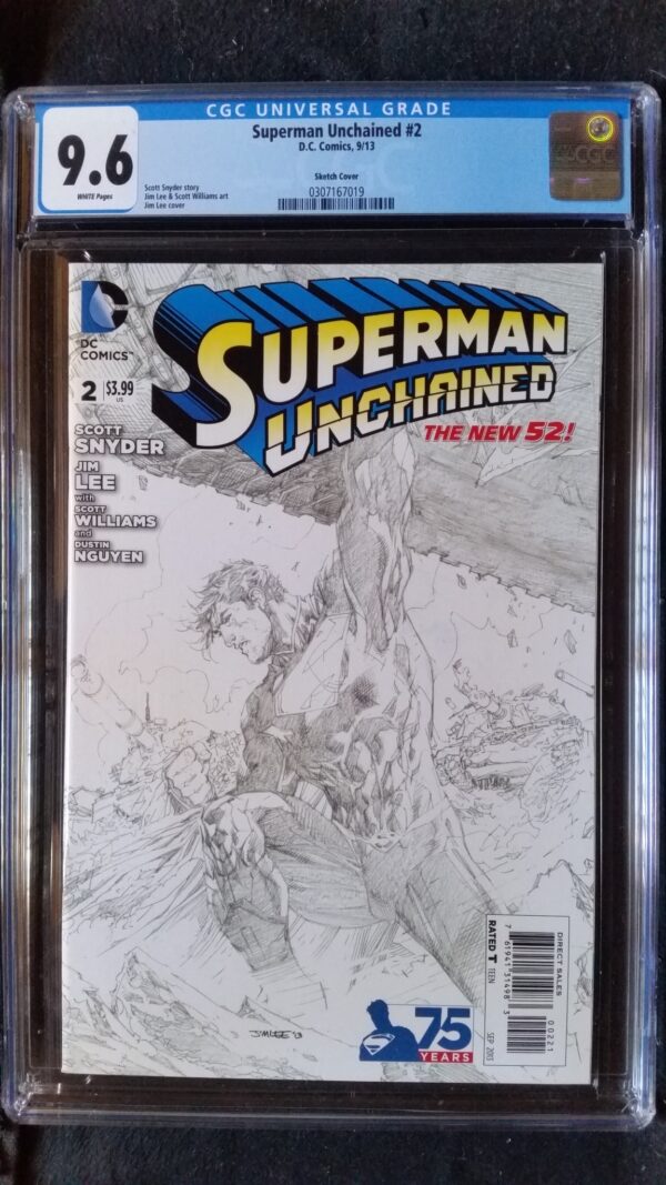 Superman Unchained (2013 DC) #2 Lee Sketch Variant CGC 9.6 1:300
